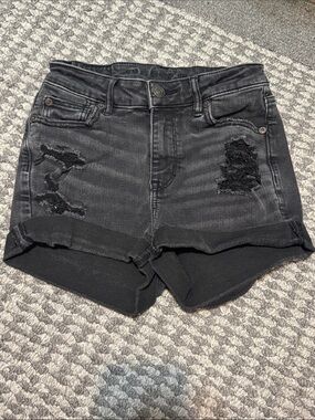 American Eagle Black Distressed Women's Denim Shorts
